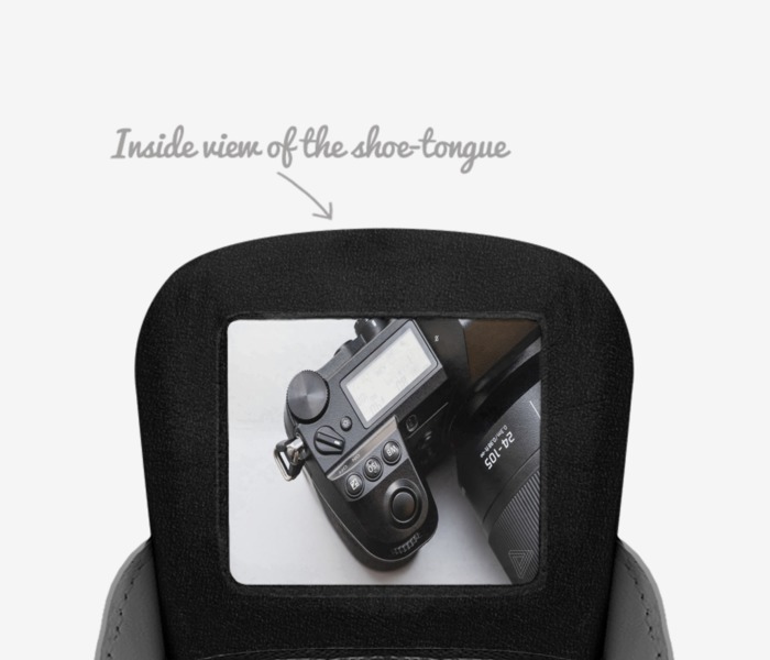 Aperture custom made in Italy shoes by Clinton Burton | Tongue view