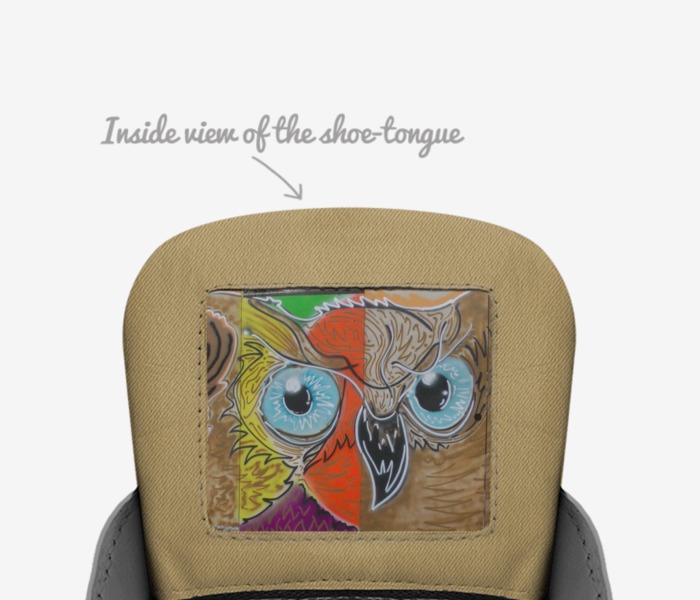 Owl custom made in Italy shoes by Travis Burns | Tongue view