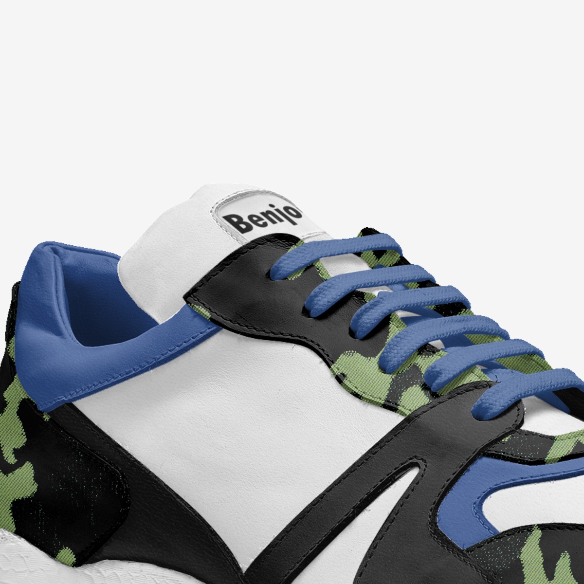 X Force camo custom made in Italy shoes by Benjamin Gantois | Detail view