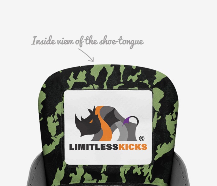 Cloak custom made in Italy shoes by Limitless Kicks | Tongue view
