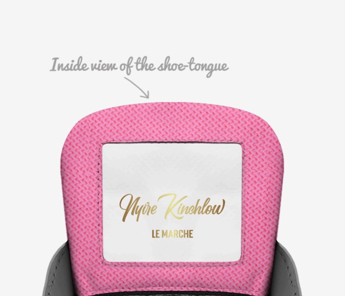 Pink Bubble Gum custom made in Italy shoes by Nyire Kinchlow | Tongue view