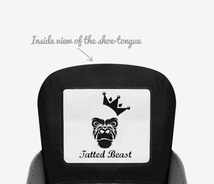 En Lambeaux custom made in Italy shoes by Tatted Beast | Tongue view