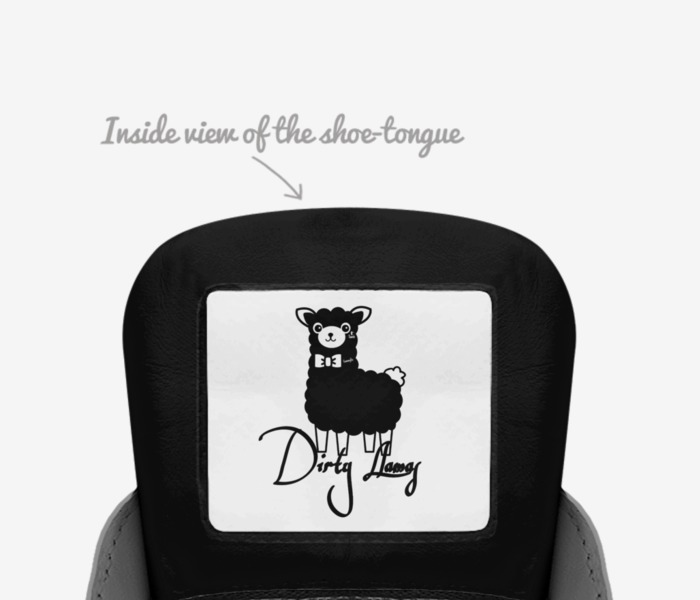 Dirty Llamas custom made in Italy shoes by Bert Melton | Tongue view