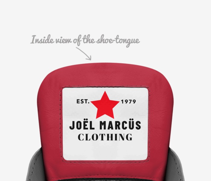 HOT RED custom made in Italy shoes by JoËl MarcÜs | Tongue view