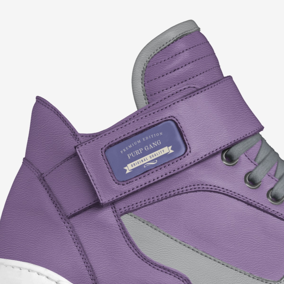 Purp Gang custom made in Italy shoes by Tehron Jackson | Detail view