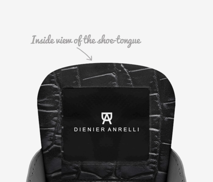 Big Steppers (B/W) custom made in Italy shoes by Dienier Anrelli | Tongue view