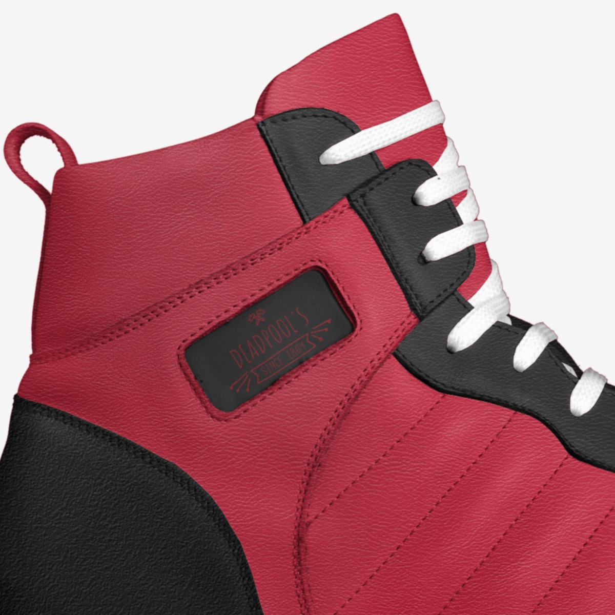 Deadpools custom made in Italy shoes by Matt Klemansky | Detail view