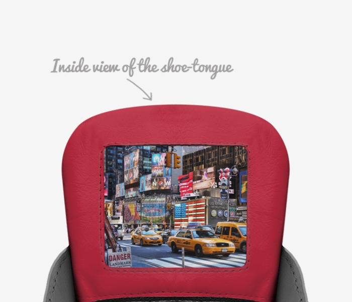 Deadpools custom made in Italy shoes by Matt Klemansky | Tongue view