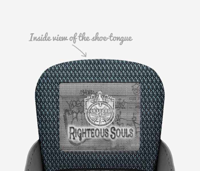 Righteous Souls custom made in Italy shoes by Righteousity Apparel | Tongue view