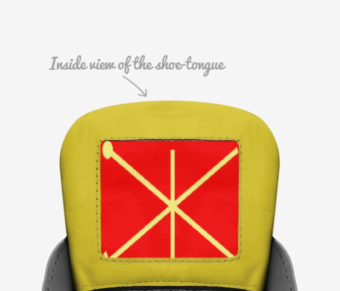 RED AND YELLOW custom made in Italy shoes by John Samano | Tongue view