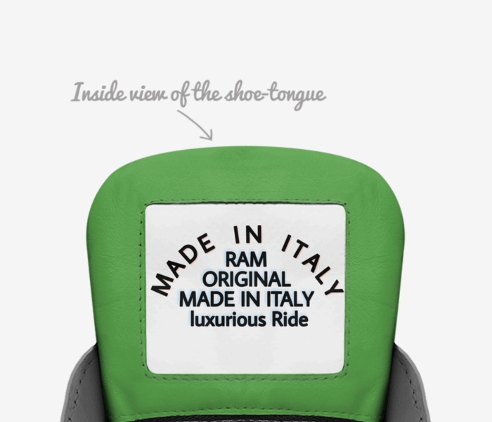 RAM custom made in Italy shoes by Rishab | Tongue view