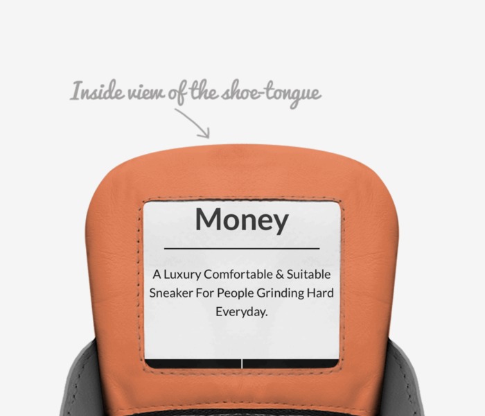 Money  custom made in Italy shoes by Donnell Rainey | Tongue view