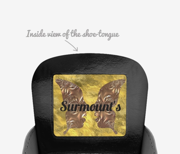 Surmount Dawns custom made in Italy shoes by Sue Page | Tongue view