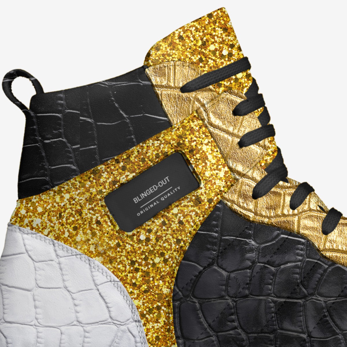Blinged-out custom made in Italy shoes by Qu33n Mandy | Detail view