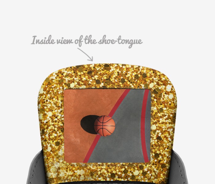 Blinged-out custom made in Italy shoes by Qu33n Mandy | Tongue view