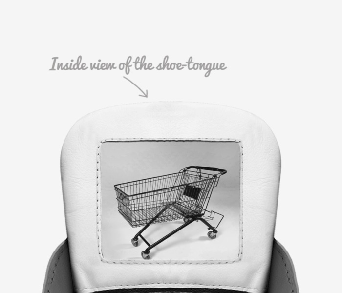 Black trolly custom made in Italy shoes by Carson White | Tongue view