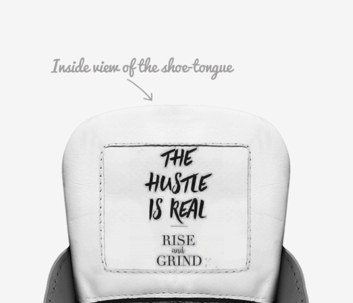 Stacks Racks Facts custom made in Italy shoes by Stephanie Plourde | Tongue view