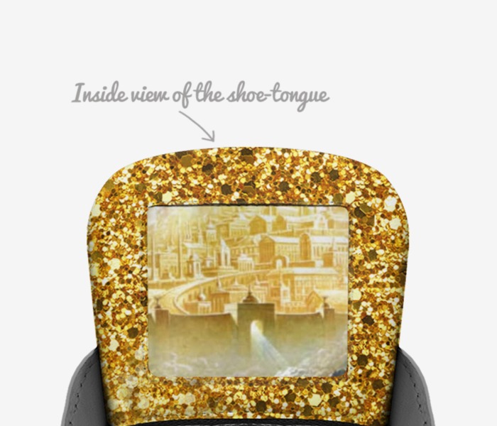 Jesus Christ King custom made in Italy shoes by Jason Maurice Riles | Tongue view
