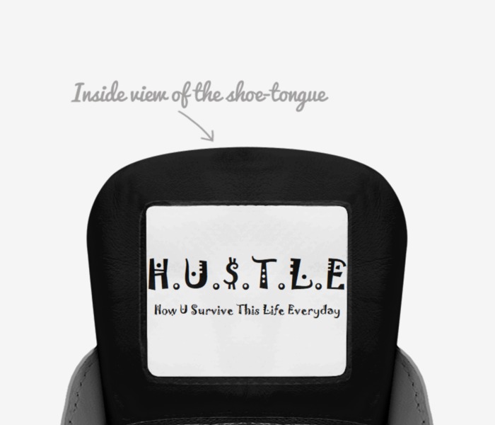 H.U.$.T.L.E custom made in Italy shoes by Michael Kiney | Tongue view