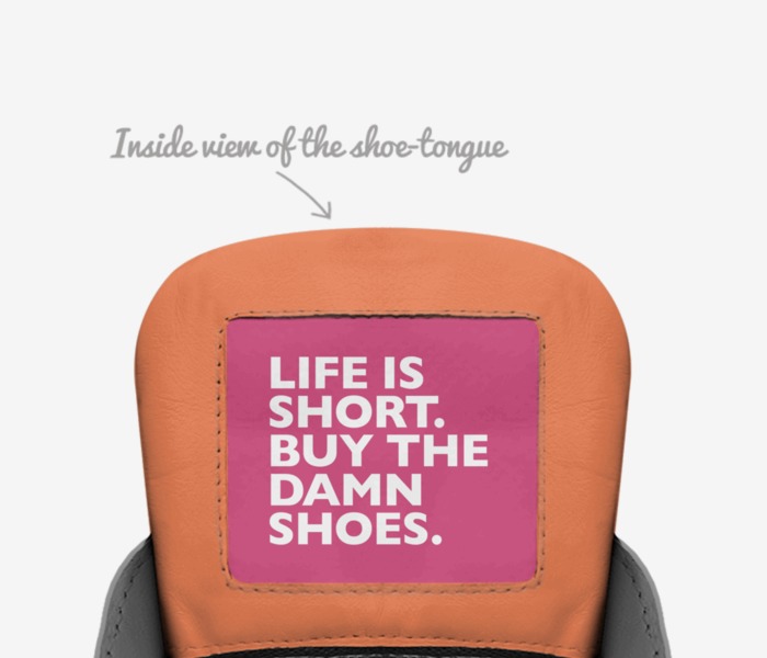 blush custom made in Italy shoes by Ciarra Elina Marin | Tongue view