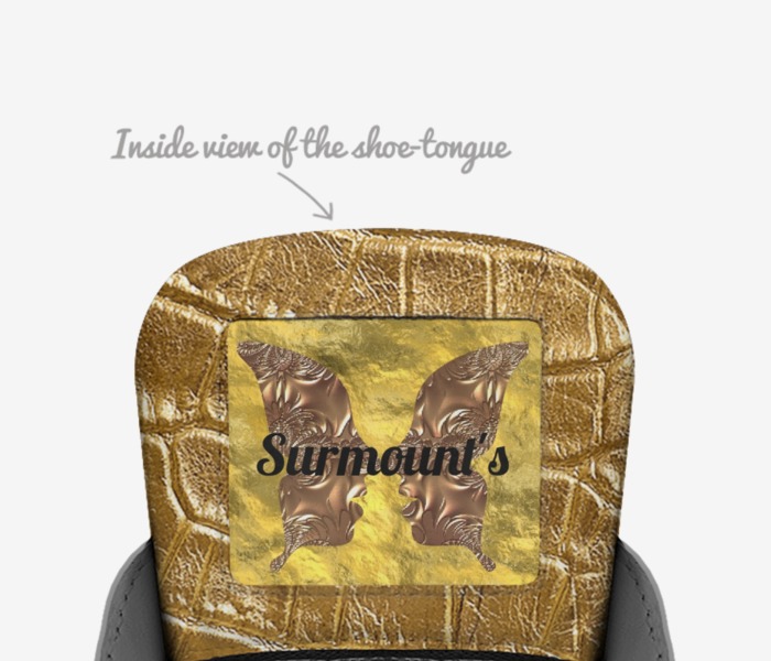 Golden King custom made in Italy shoes by Sue Page | Tongue view