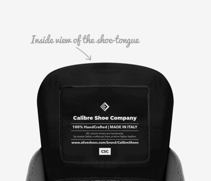 🔺Calibre Kids🔺 custom made in Italy shoes by Antwan Turman | Tongue view
