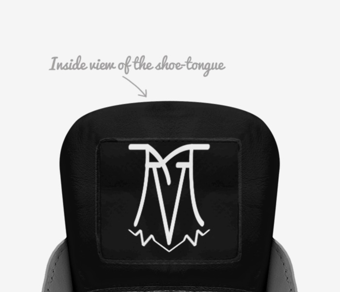 MV custom made in Italy shoes by Brien Isom Ii | Tongue view
