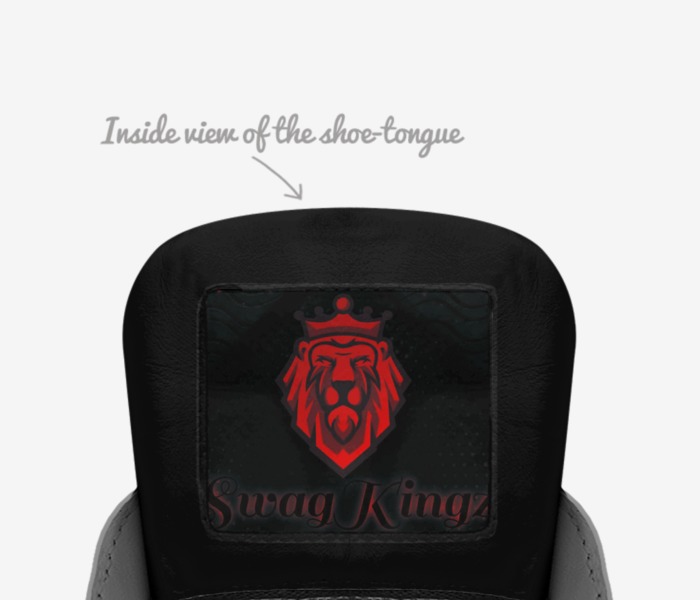 Swag Kingz:Redz  custom made in Italy shoes by Marcus Sullivan | Tongue view