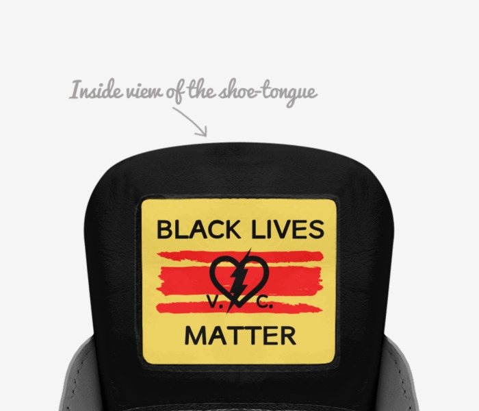 #BLM X VC Blk Gum custom made in Italy shoes by Paul Cabellon | Tongue view
