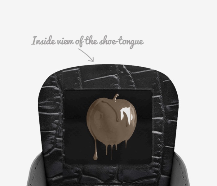 LEGƏNDZ ChocoDROPZ custom made in Italy shoes by Juju & Najm Toomey | Tongue view