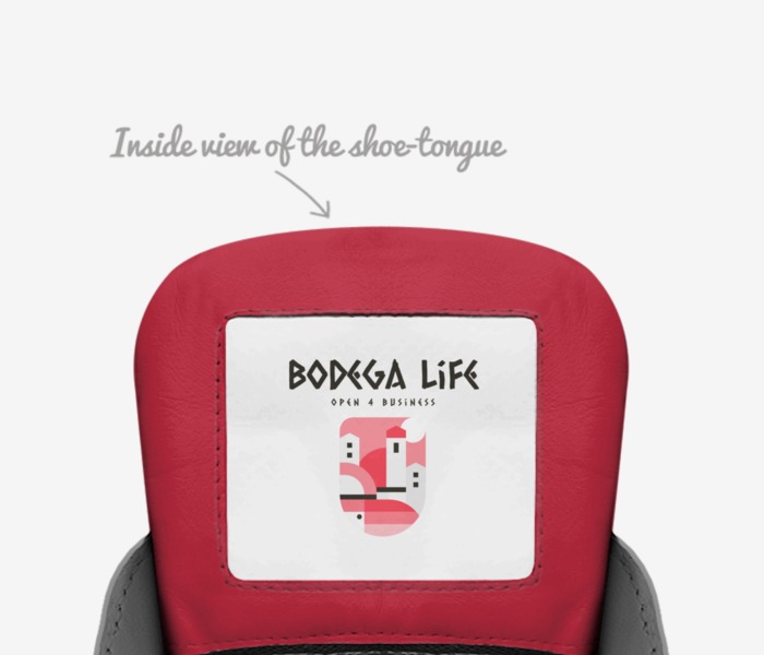 Bodega's custom made in Italy shoes by Lamont Johnson | Tongue view