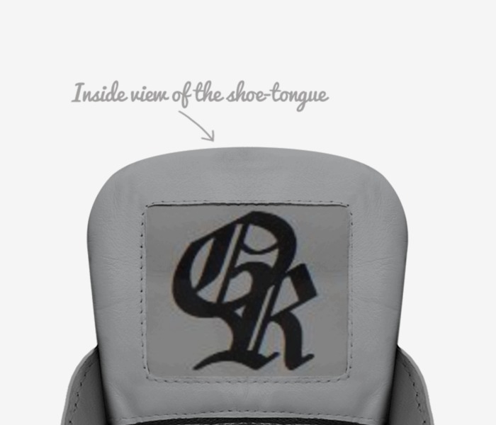 OR I Canvas Black custom made in Italy shoes by Oscar Raphael | Tongue view