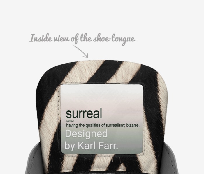 Surreal  custom made in Italy shoes by Karl Farr | Tongue view