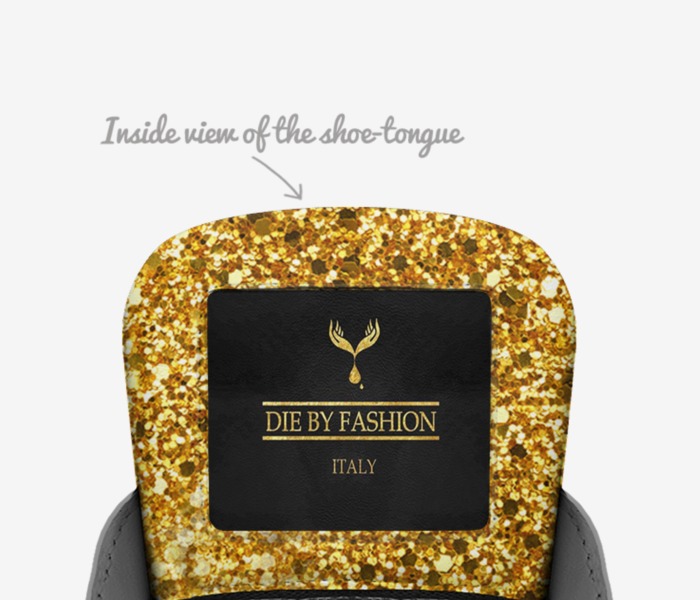Asphalt Shockwaves custom made in Italy shoes by Rasheeda Socolove | Tongue view