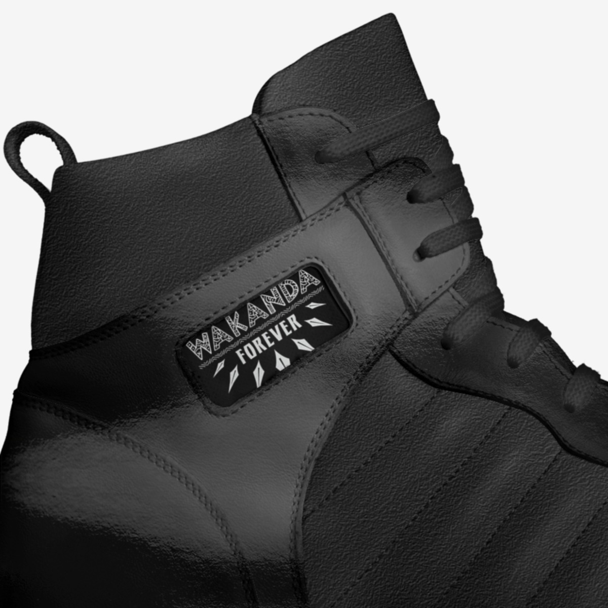 Wakanda Forever custom made in Italy shoes by Shawn Mcnair | Detail view