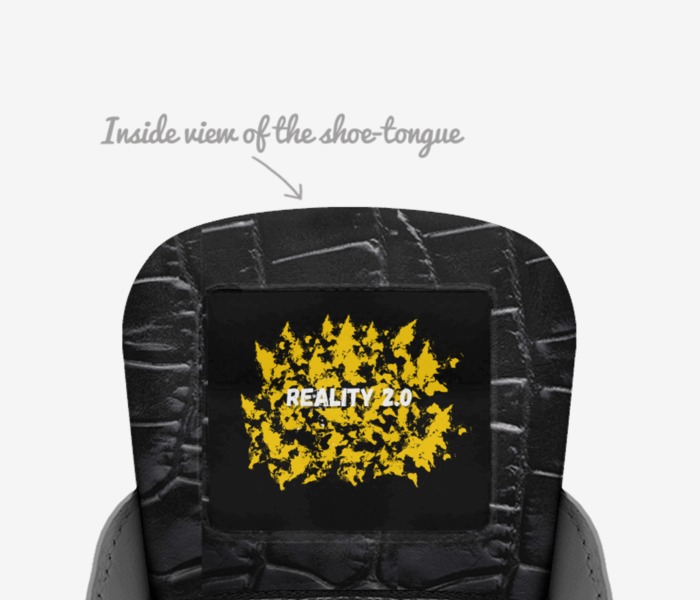 Reality 2.0 custom made in Italy shoes by Constantino Pistou | Tongue view