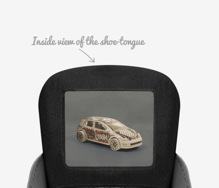 Little Angel custom made in Italy shoes by Jasmine Delaney | Tongue view