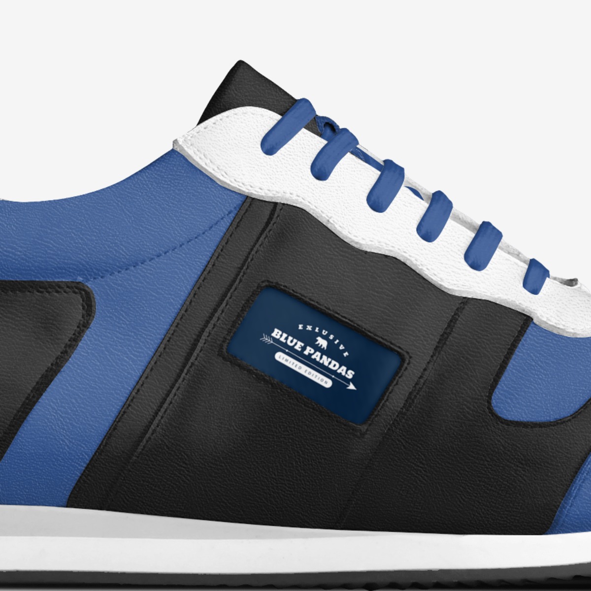 Blue pandas  custom made in Italy shoes by Otto Bb.owens | Detail view