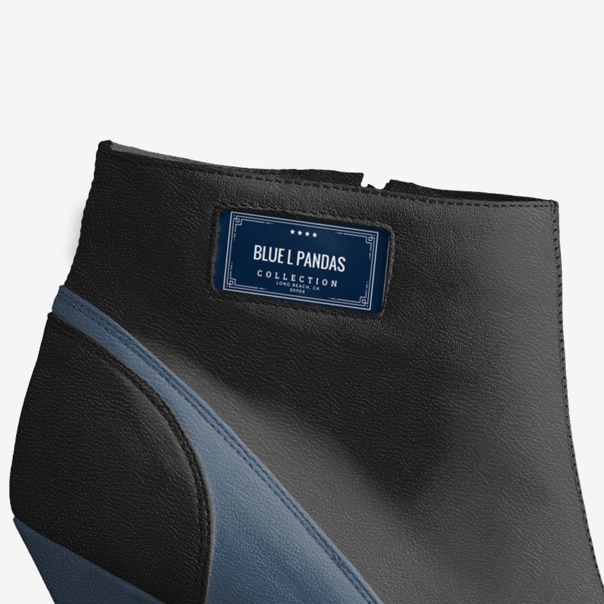 Blue L pandas  custom made in Italy shoes by Otto Bb.owens | Detail view