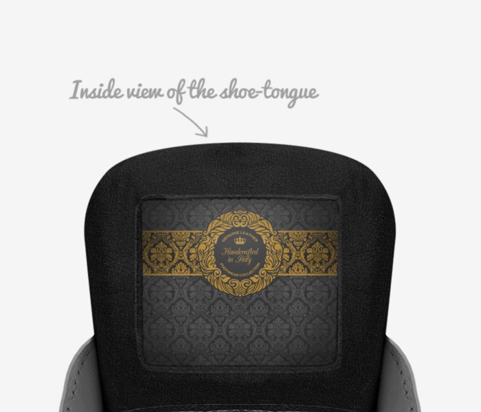 Date Night Gold's custom made in Italy shoes by Talisa D | Tongue view