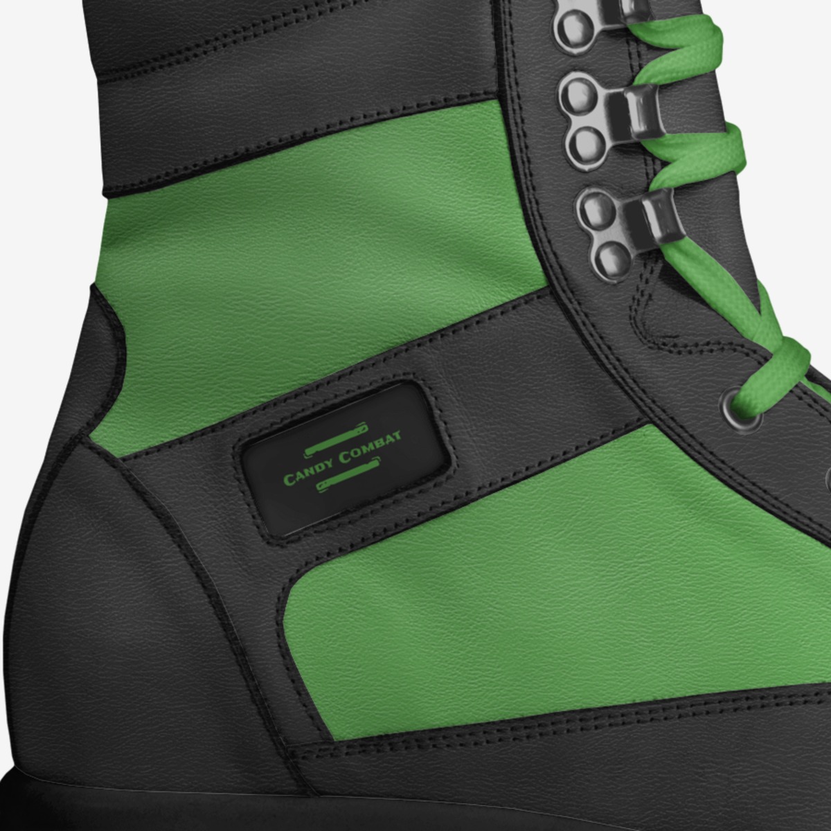 Candy Combat Green custom made in Italy shoes by Aomoji Kei | Detail view