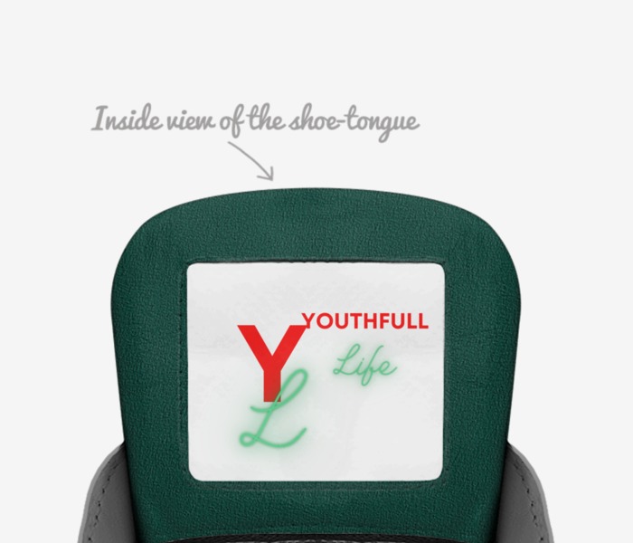 YLs Youthfull Life custom made in Italy shoes by Hue Mcdowell | Tongue view