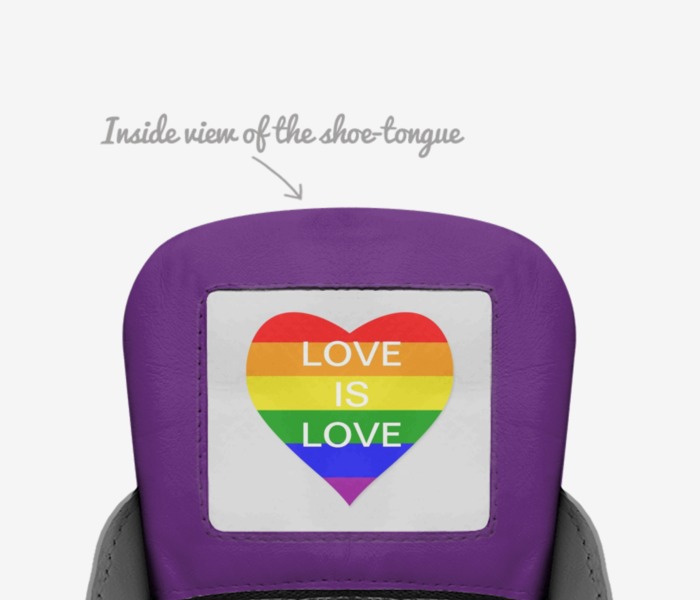 Love Rainbow custom made in Italy shoes by Dana Myers | Tongue view