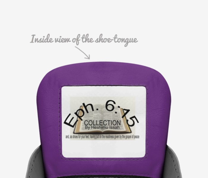 Eph. 6:15 custom made in Italy shoes by Dr. Heshimu Issah | Tongue view