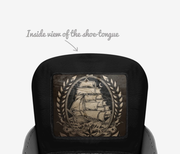 The Acrobat noir custom made in Italy shoes by Reyie Delgado | Tongue view