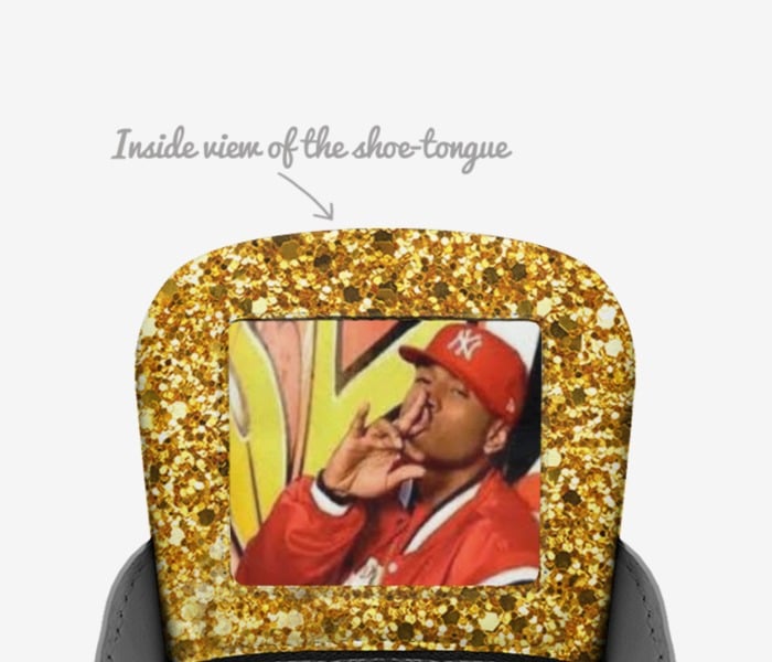 LL Cool J custom made in Italy shoes by Tonya Fletcher | Tongue view