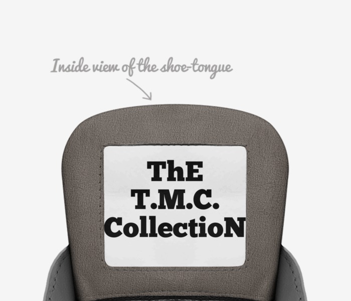 T.M.C. Off Whites custom made in Italy shoes by Terry Collins | Tongue view