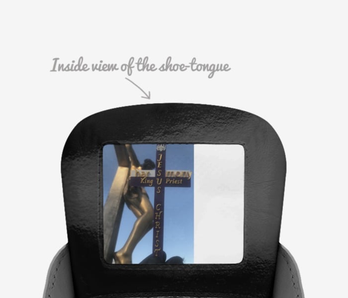Jesus walks May 21 custom made in Italy shoes by Alexander Mccoy | Tongue view