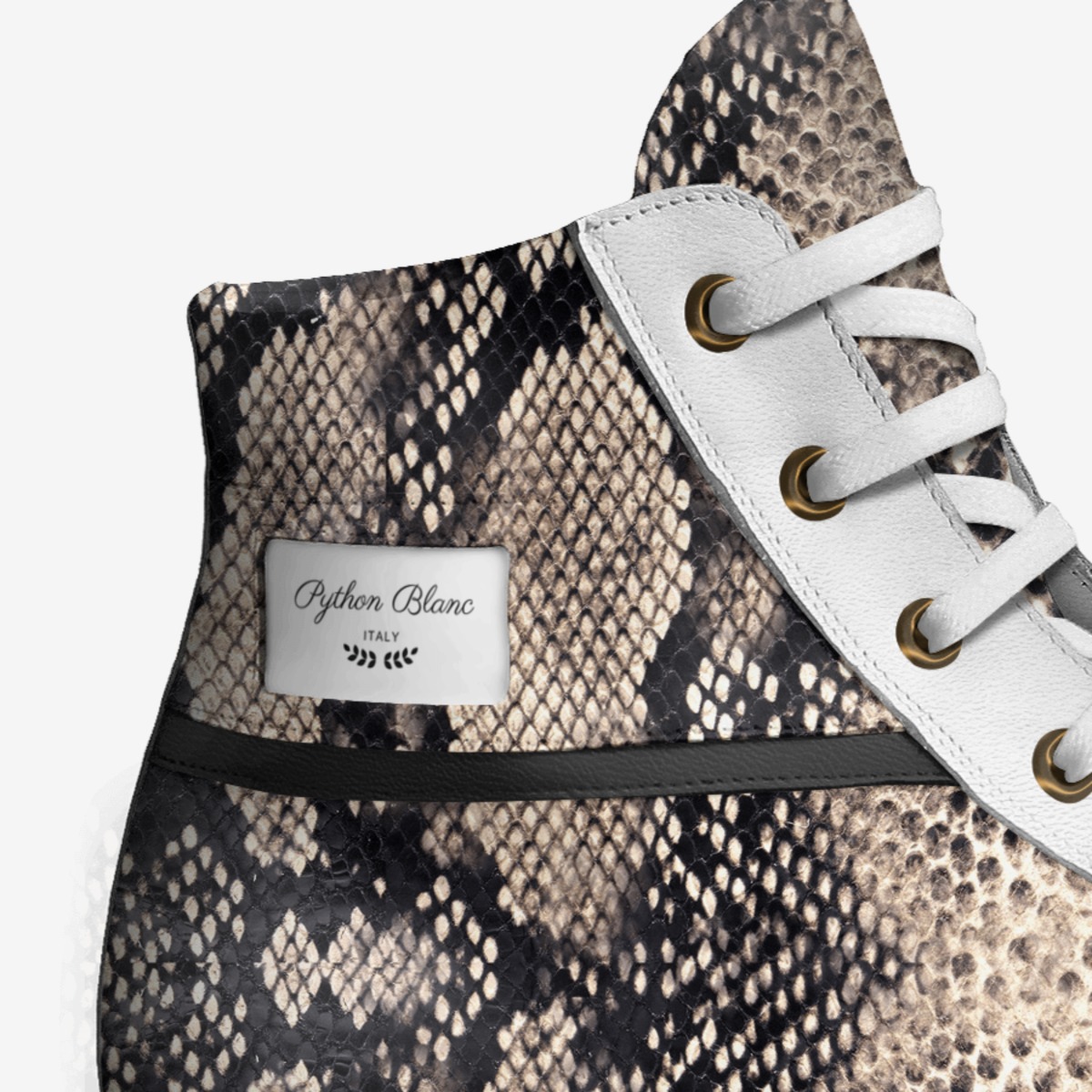 Python Blanc custom made in Italy shoes by Lakendra Norman | Detail view