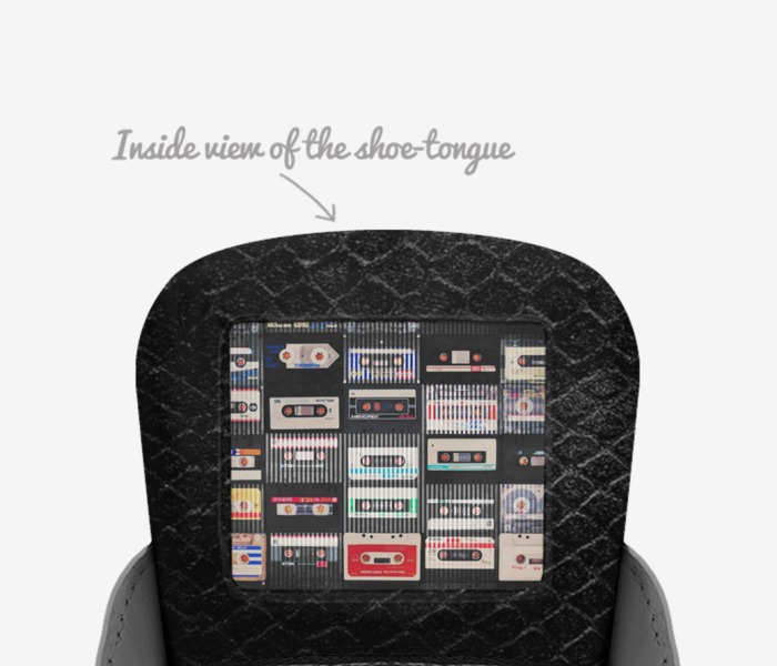 Millennials custom made in Italy shoes by Ms Jess Kash | Tongue view